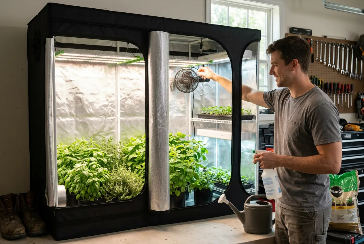 Chef searing steak in stainless steel pan